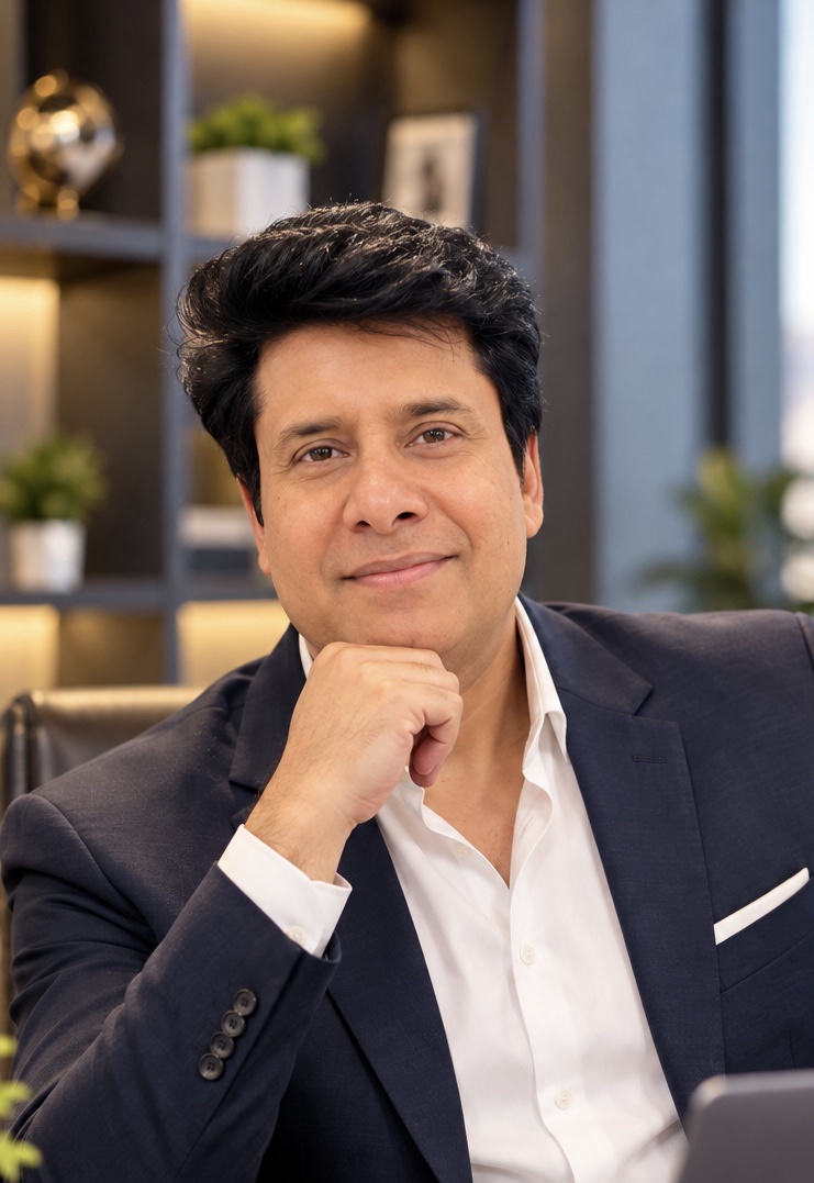 Faisal Raza seated in a thoughtful pose